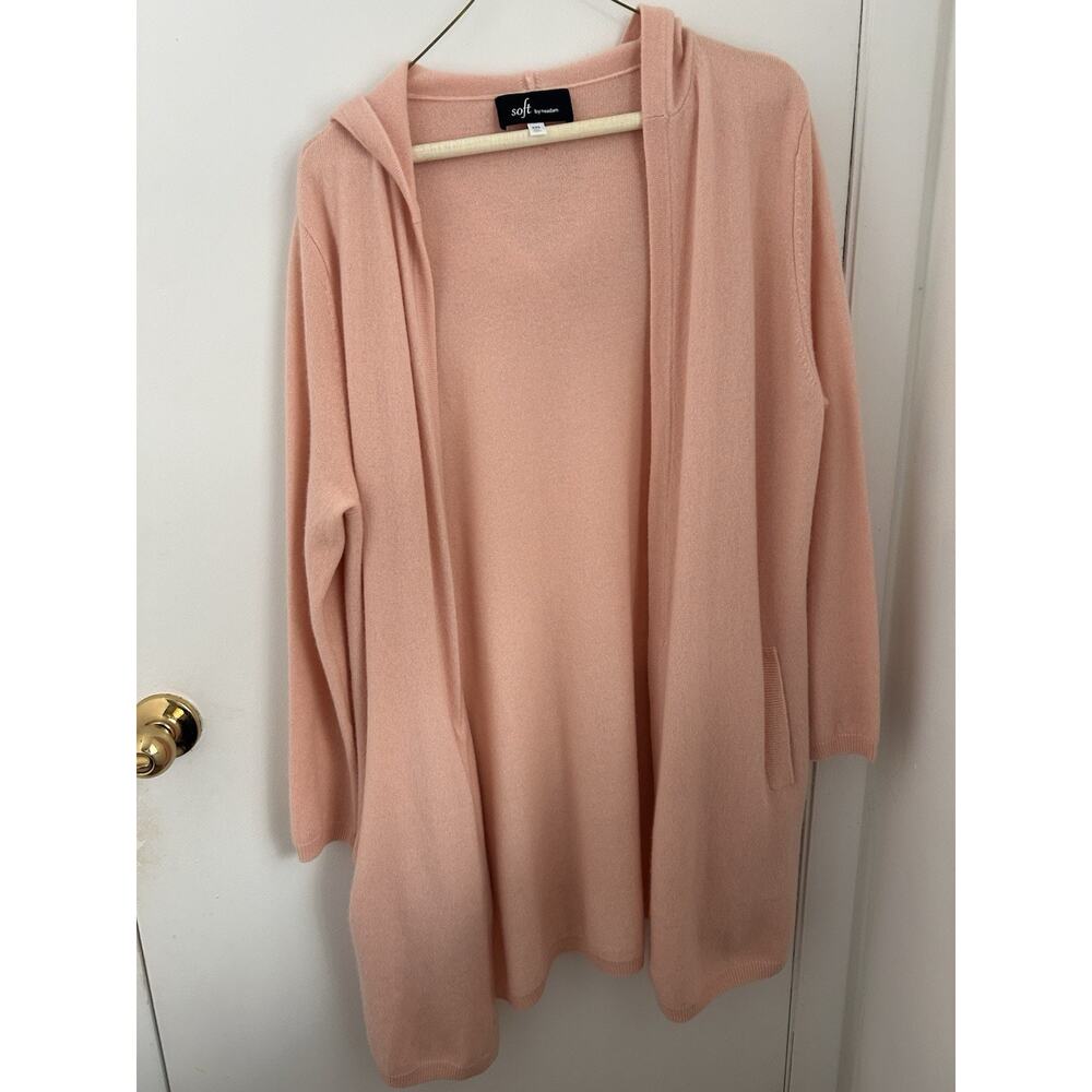 Soft By Naadam 100% Cashmere Cardigan With Belt Hood Below Hip Pink Size XXS